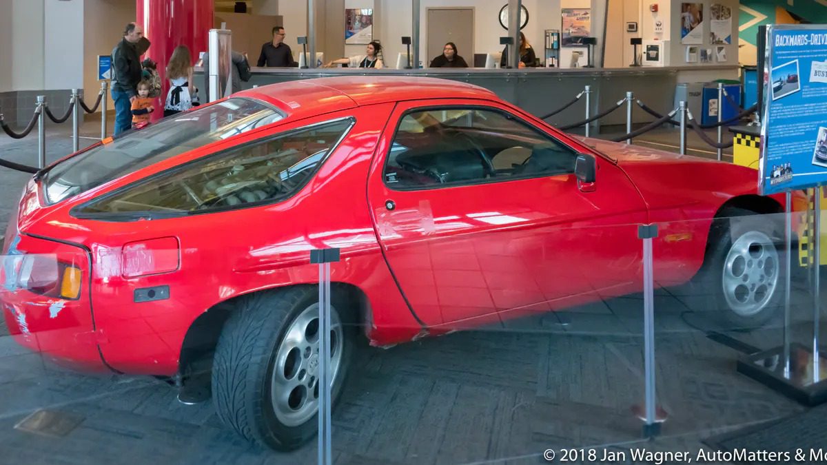 - Look carefully. "Mythbusters turned around the body on the chassis of this Porsche to test a theory.