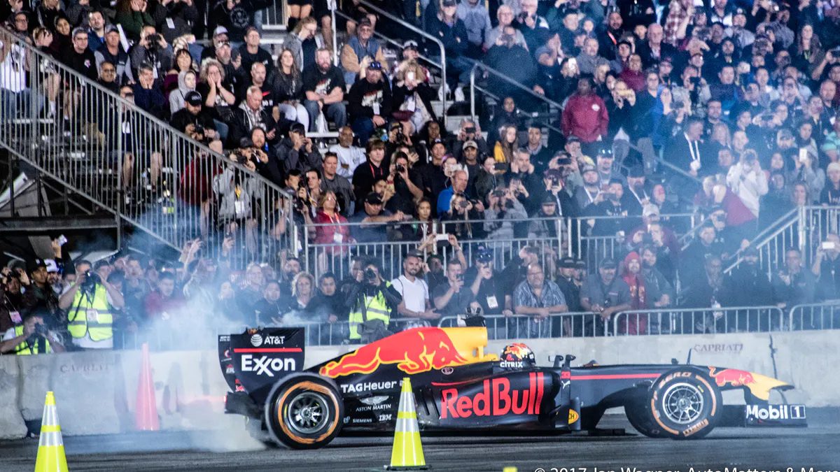 M​ax Verstappen entertaining race fans in 2017 at the SEMA Show in Las Vegas, Nevada