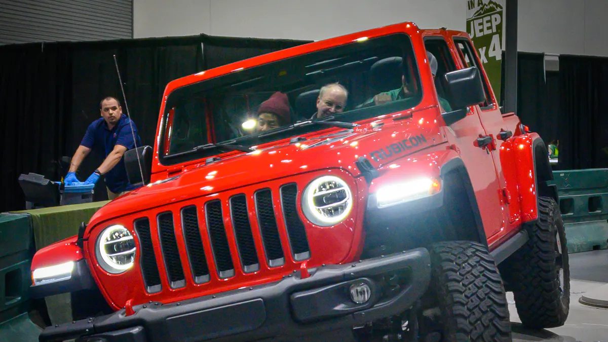 Off-roading on the Camp Jeep obstacle course