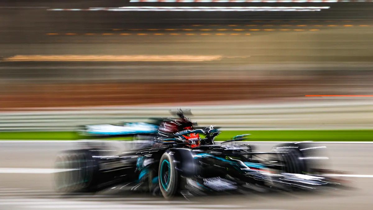 <span class="image-caption">George Russell subbing for Lewis Hamilton — Mercedes-AMG Petronas #63 in the 2020 Sakhir GP</span>