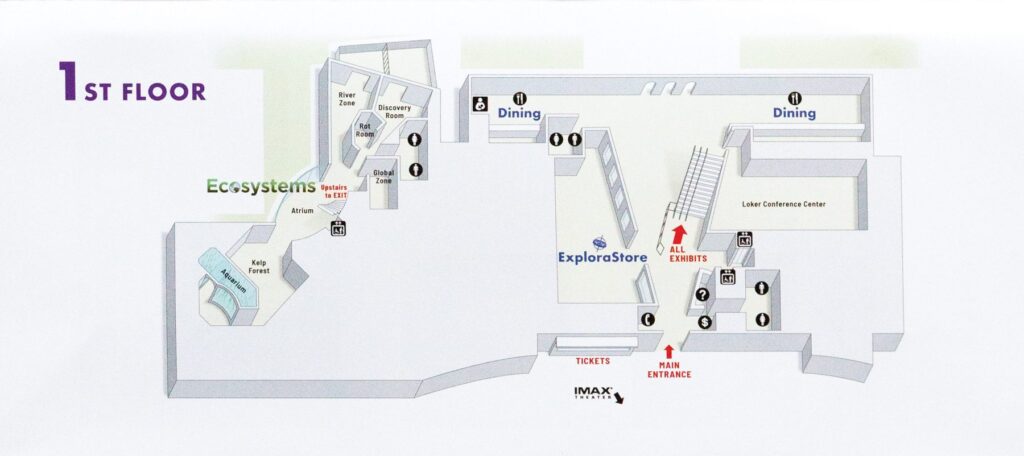 A map of the first floor of a building.