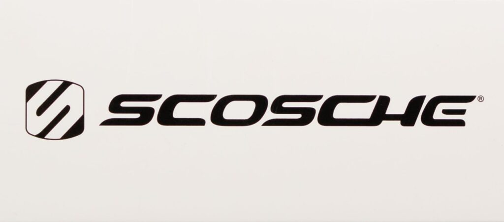 Black Scosche logo with stylized "S" icon on a white background.